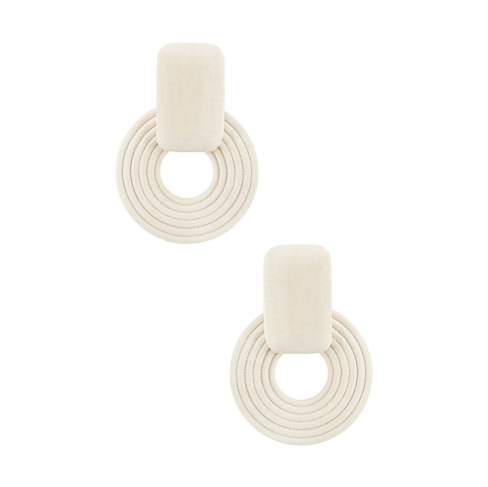 CASA CLARA NWT Wooden Folly Hoop Earrings in Ivory